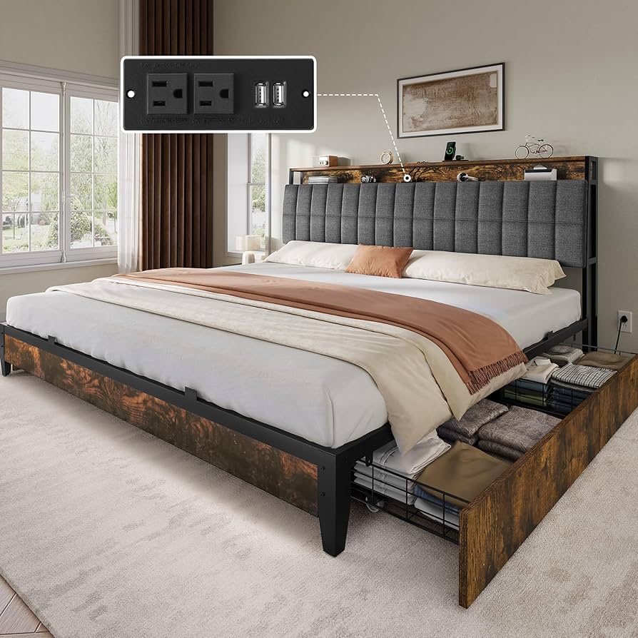 ベッドフレーム BED + MATTRESS with storage - 160x200 cm Amazon.com: YITAHOME Queen Size Bed Frame, Upholstered